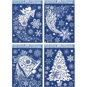 Vánoční okenní fólie 38*30cm s glitry