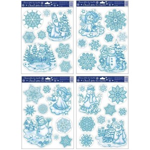 Vánoční okenní fólie 38*30cm ledová výlov kapříka