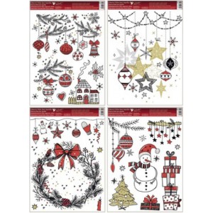 Vánoční okenní fólie 42*30cm moderní Vánoce